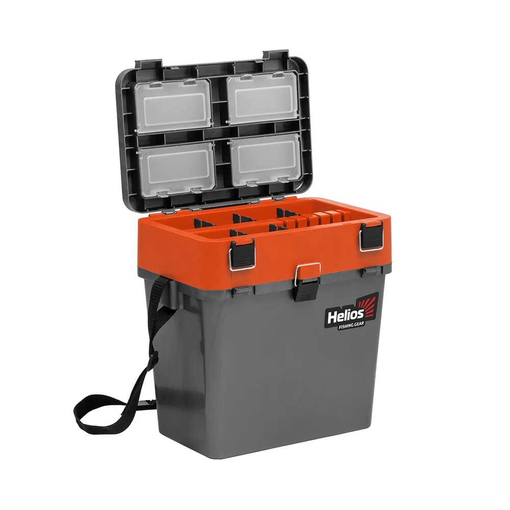 Ящик Helios рыболовный зимний серый-оранжевый HS-IB-19-GO 1