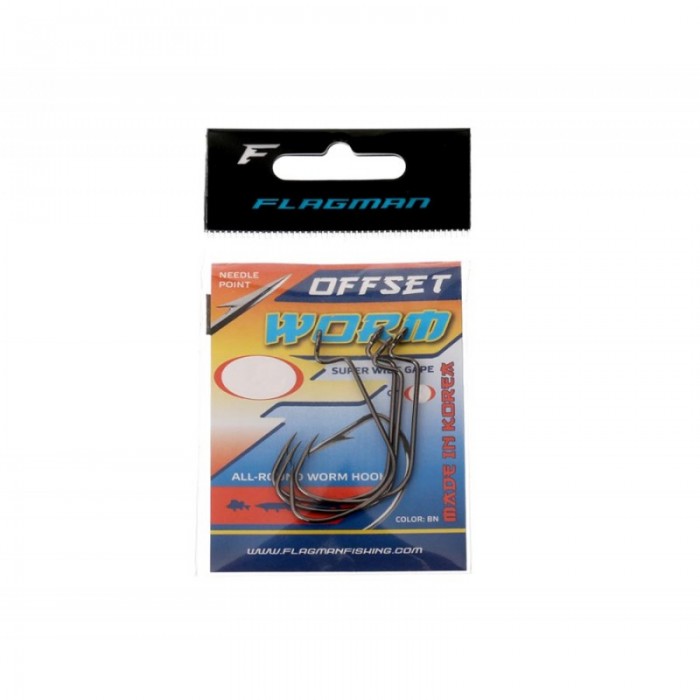 Крючки Flagman Worm Super Wide Gape Offset 1