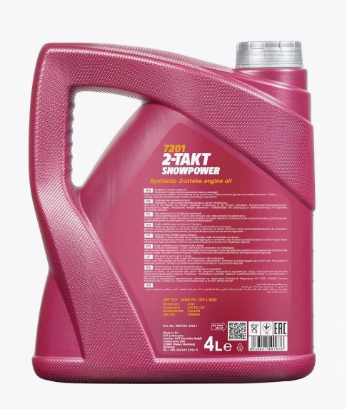 Mасло 2-х тактное Snowpower 4л, синтетика, для снегоходов MANNOL 1