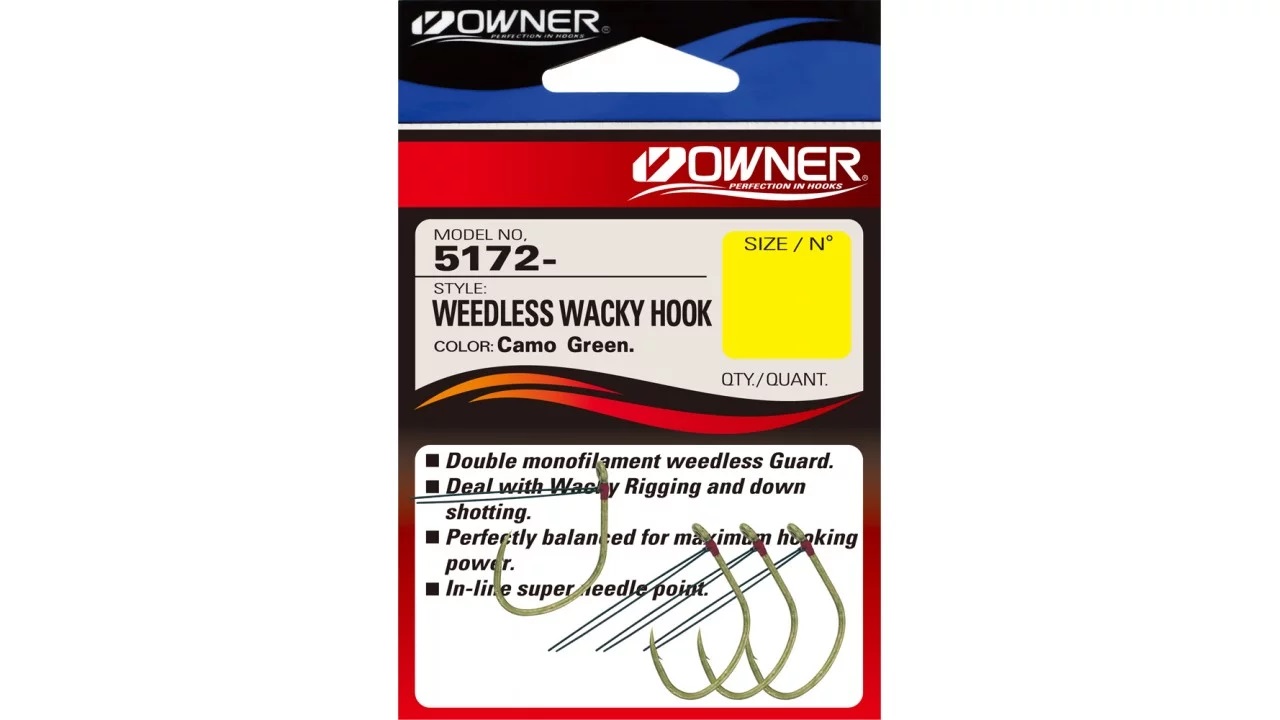 OWNER Крючок Weedless Wacky Hook green №2 4шт